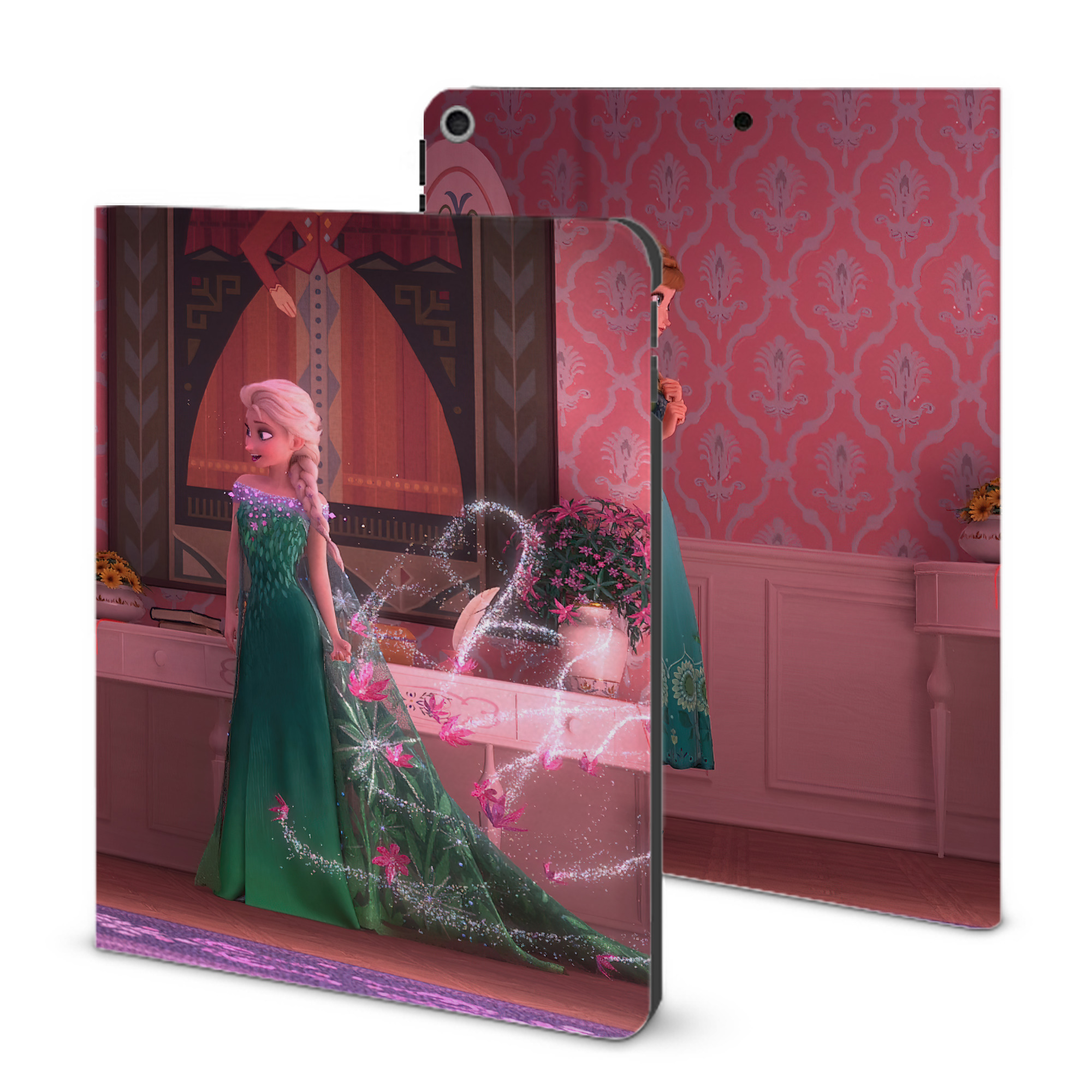 （画像用） アナと雪の女王 アンナ エルサ Frozen Anna Elsa IPad ケース ブック型 PUレザー TPU 耐衝撃 軽量 薄型 ペン収納なし 全面保護 IPad 各モデル対応